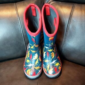 BOG'S Kids' Navy Dinosaur Rain Boots with Red Trim